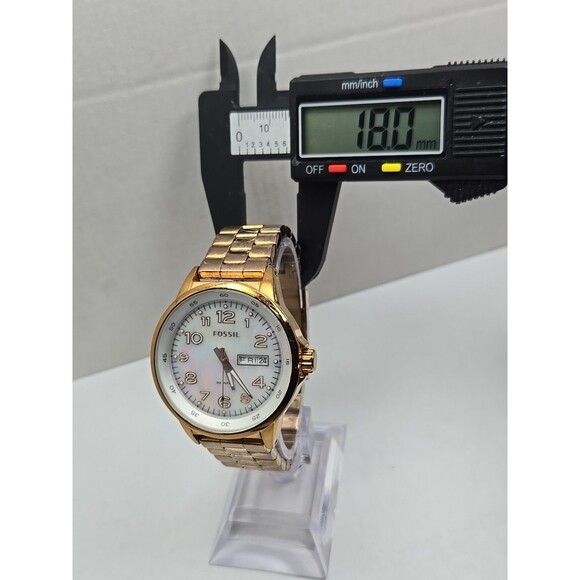 Fossil AM4334 Maddox Rose Gold MOP Dial Day Date Watch New Battery Womens 10 ATM main image 12